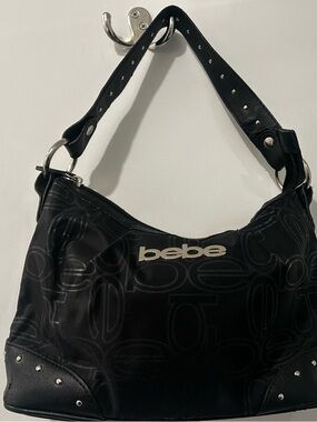 Vintage Bebe Black Logo Hobo Shoulder Bag y2k
